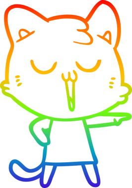 gökkuşağı gradyan çizgi çizimi bir insan tarafından çizilmiş bir çizgi film kedisi