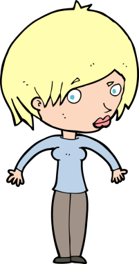 Bir insan tarafından çizilmiş omuz silken bir karikatür kadın.