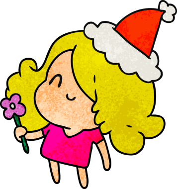 Bir insan tarafından çizilmiş kawai kızının el çizimi karikatürü.