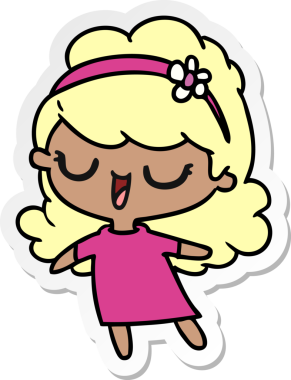 Bir insan tarafından çizilmiş kawai kızının serbest sticker karikatürü.