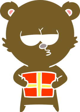 Noel ayısı düz renkli çizgi film bir insan tarafından çizildi.