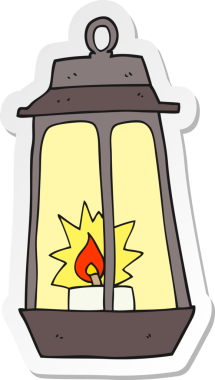 Bir insan tarafından çizilmiş çizgi film fenerinin çıkartması.