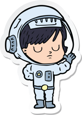 Bir insan tarafından çizilmiş astronot bir kadının çıkartması.