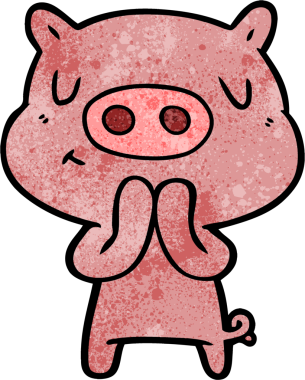 Bir insan tarafından çizilmiş çizgi film içerikli domuz.