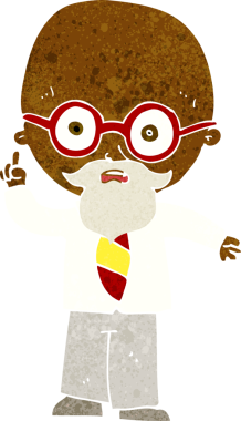 Bir insan tarafından çizilmiş karikatür profesörü