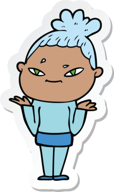 Bir insan tarafından çizilmiş bir karikatür kadının çıkartması.