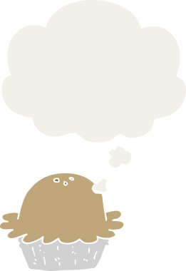 Düşünce baloncuklu karikatür turtası insan tarafından çizilmiş.