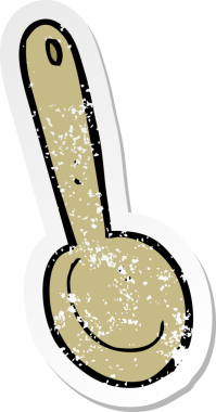 Bir insan tarafından çizilmiş karikatür kaşığının gerilmiş yapıştırması.