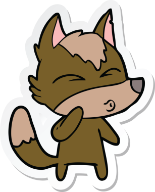 Bir insan tarafından çizilmiş bir kurt çizgi filminin etiketi.