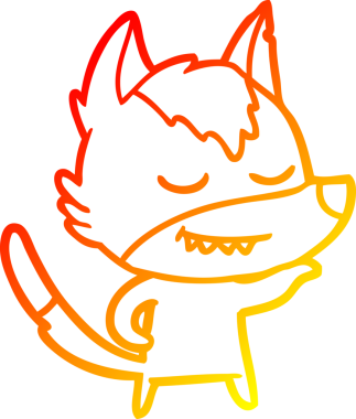 Bir insan tarafından çizilmiş dost canlısı bir kurt çizgi çizimi.