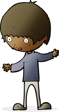 Bir insan tarafından çizilmiş kolları açık çizgi film çocuğu.