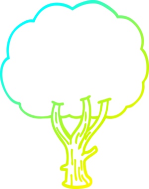 Bir insan tarafından çizilen karikatür ağacının soğuk gradyan çizimi