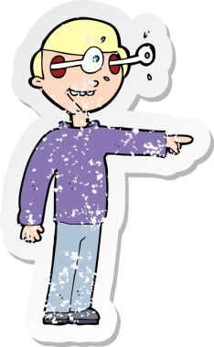 Bir insan tarafından çizilmiş, kederli bir karikatür çıkartması.