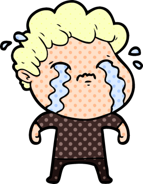 Bir insan tarafından çizilmiş ağlayan çizgi film adamı.