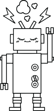 Bir insan tarafından çizilmiş dans eden bir robot çizimi