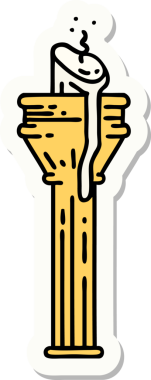 Bir insan tarafından çizilmiş geleneksel bir şamdan stili dövme çıkartması.