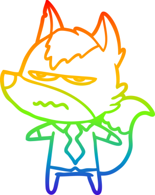 Gökkuşağı gradyan çizgi çizimi Bir insan tarafından çizilmiş rahatsız kurt