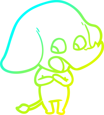 Bir insan tarafından çizilmiş şirin bir filin soğuk gradyan çizgisi