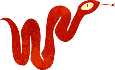 Bir insan tarafından çizilmiş bahçe yılanının el çizimi karikatürü.