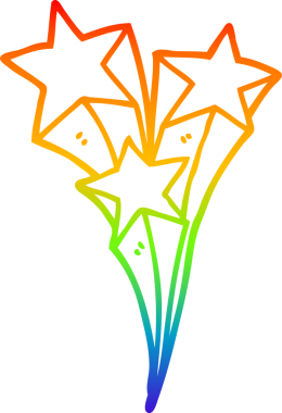 gökkuşağı gradyan çizgisi bir insan tarafından çizilen kayan yıldızların çizimi