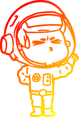 Bir çizgi film karakteri, bir insan tarafından çizilmiş astronot çizimi.