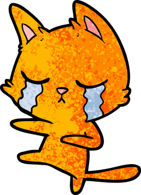 Bir insan tarafından çizilmiş ağlayan kedi çizgi filmi.