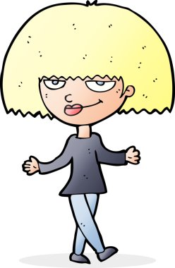 Bir insan tarafından çizilmiş kendini beğenmiş bir kadın.