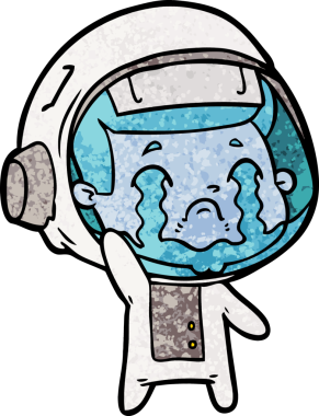 Bir insan tarafından çizilmiş ağlayan astronot çizgi filmi.