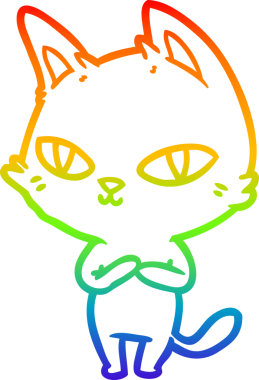 Gökkuşağı gradyan çizgi çizimi Bir insan tarafından çizilen çizgi film kedisi