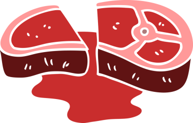 Bir insan tarafından çizilmiş az pişmiş biftek.