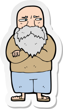 Bir insan tarafından çizilmiş yaşlı bir adamın çıkartması.