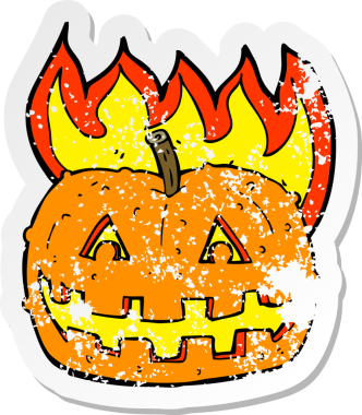 Bir insan tarafından çizilmiş balkabağı desenli bir karikatür çıkartması.