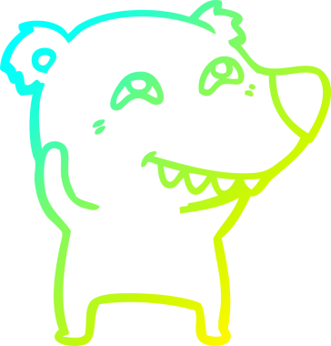 Bir insan tarafından çizilmiş dişleri gösteren çizgi film ayısının soğuk gradyan çizimi