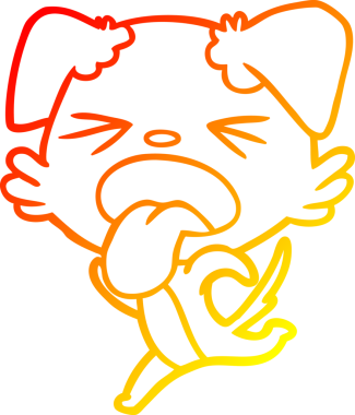 Bir insan tarafından çizilmiş, çizgi film koşan bir köpeğin sıcak çizgi çizimi