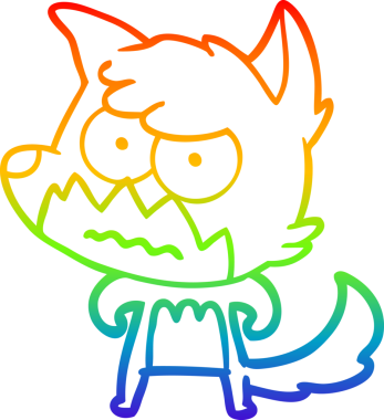 Gökkuşağı gradyan çizgi çizimi bir insan tarafından çizilmiş bir tilki