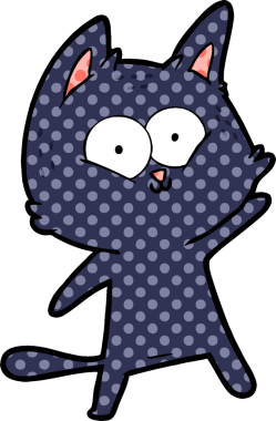 Bir insan tarafından çizilen çizgi film kedisi.