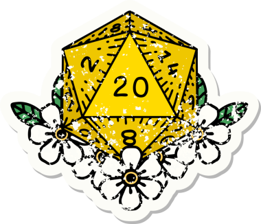 Bir insan tarafından çizilmiş geleneksel bir D20 stili yapıştırmalı dövme.