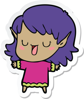 Bir insan tarafından çizilmiş bir elf kızının çıkartması.