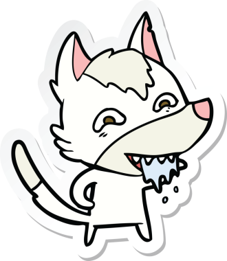 Bir insan tarafından çizilmiş aç kurt çizgi filminin çıkartması.