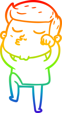 Gökkuşağı gradyan çizgi çizimi Bir insan tarafından çizilen çizgi film modeli adam