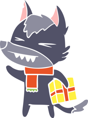 kızgın noel kurdu düz renkli çizgi film bir insan tarafından çizildi.