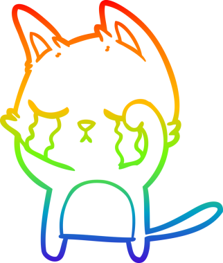 Bir insan tarafından çizilmiş ağlayan çizgi film kedisinin çizimi.