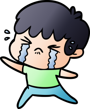 Bir insan tarafından çizilmiş ağlayan çizgi film çocuğu.