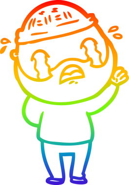 Bir insan tarafından çizilmiş ağlayan sakallı bir adamın çizimi.