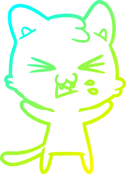 Bir insan tarafından çizilen çizgi film kedisinin soğuk gradyan çizimi