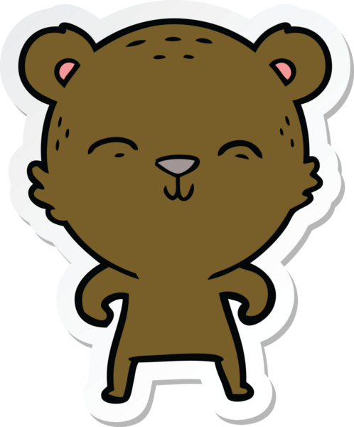 Bir insan tarafından çizilmiş mutlu çizgi film ayısının çıkartması.