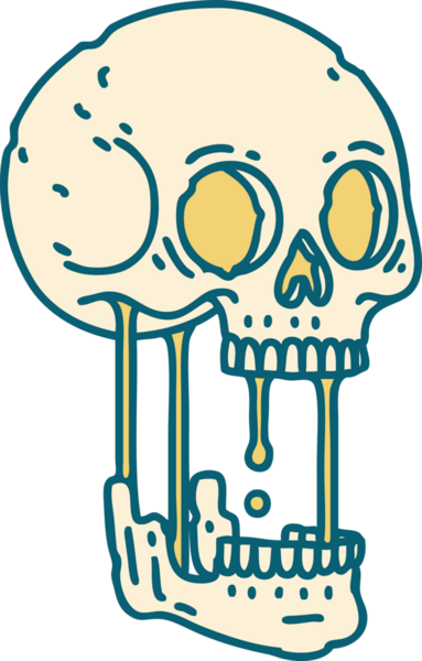 Bir insan tarafından çizilmiş bir kafatasının ikonik dövme şekli