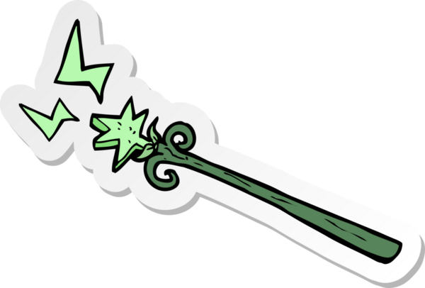 Bir insan tarafından çizilmiş sihirli değnek çıkartması.
