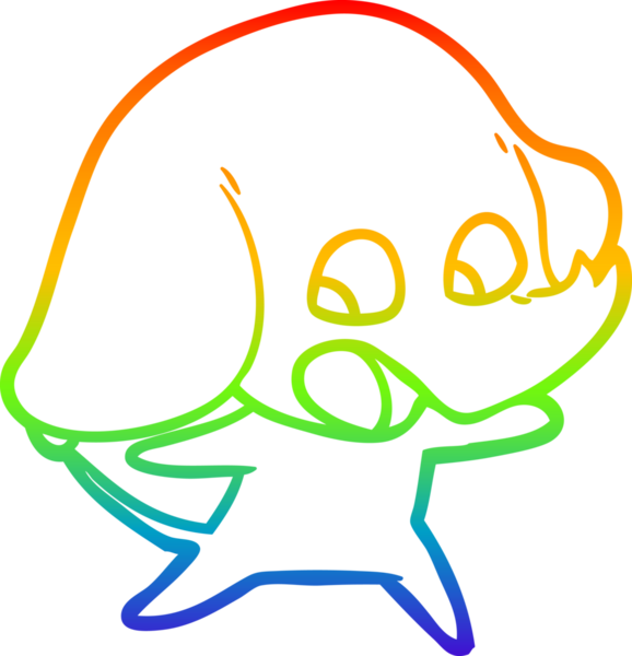 Gökkuşağı gradyan çizgisi bir insan tarafından çizilmiş şirin bir fil çizimi