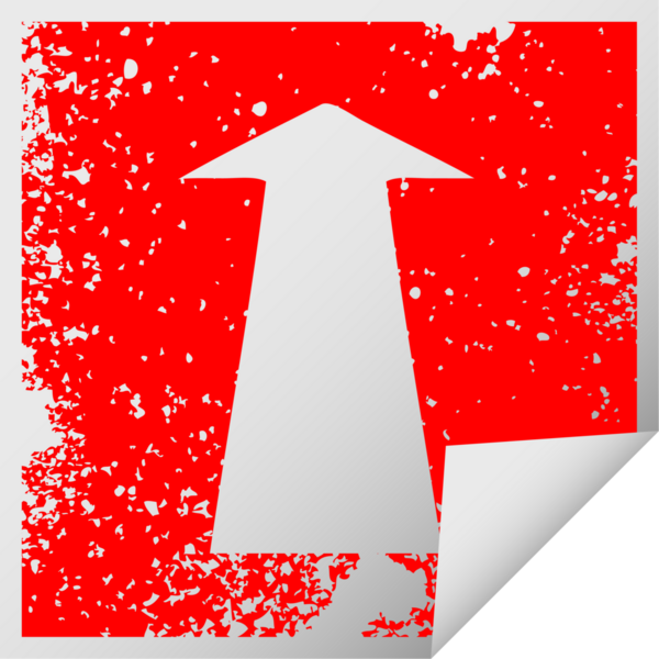 Bir insan tarafından çizilmiş sıkıntılı kare soyma etiketi ilginç sembol oku